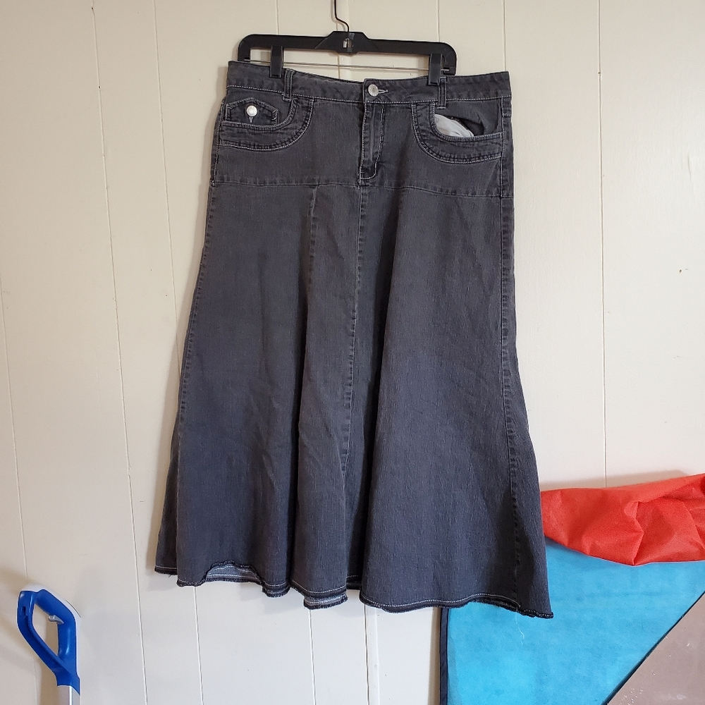 Cato long gray denim skirt size 16